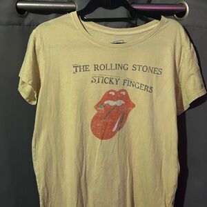 Rolling Stones Sticky Fingers cream Graphic Tee worn vintage medium MD